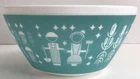 Vintage Charm Inspired By Pyrex Turquoise & White Butterprint Amish Mixing Bowl