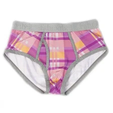 Fahrenheit Italian Men’s Brief Purple Plaid Print  L  (US 36-38in)  +FREE GIFT!