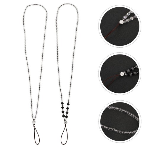 2 Pcs Leichte Perlenkette Fräulein Handyperlenband Telefon Lanyard - Zdjęcie 4 z 12