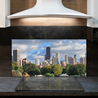 Küchenrückwand Fliesenspiegel auf Deko Glas 120x60 Stadtlandschaft von Chicago
