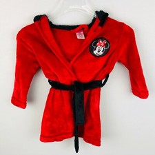Disney Minnie Mouse Toddler Robe Red Black Tie Front 2T / 3T