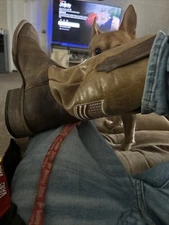 MEN'S RODEO COWBOY BOOTS GENUINE LEATHER WESTERN SQUARE TOE BOTAS SADDLE WORK 