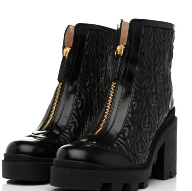 Bottines de voyage matelassées losange nappa veau GUCCI 37 noir