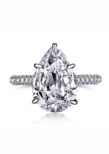 925 Sterling Silver Pink CZ Pear-Shaped Ring Women Fashion Ring Size F,G,H,I,J