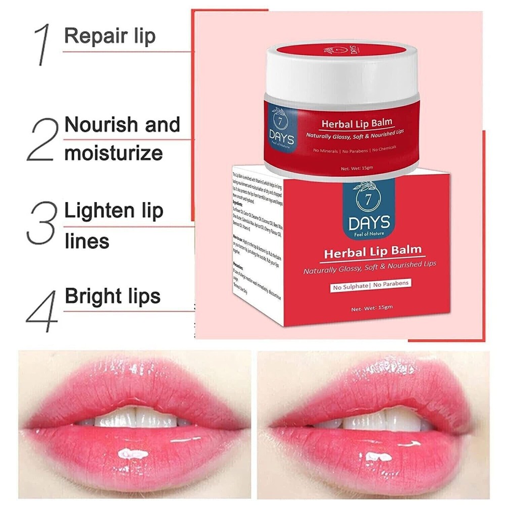 7 DAYS Lip Balm for Dark Lips to Lighten for Men 15 gm - Pink FS