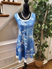 SHEIN Women's Blue Polyester Scoop Neck Sleeveless Knee Length Dress Size Large