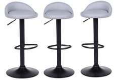 3 x Bar Stools Faux Leather Kitchen Low Back Breakfast Bar Chair