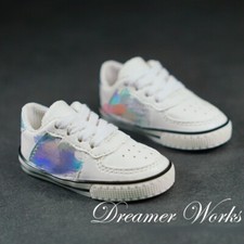 1/4 1/3 BJD Board Shoes Doll Leisure Sports Shoes Black Line Lace-up White