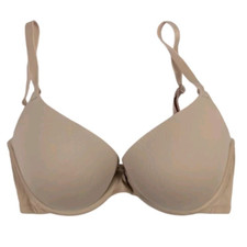 Victoria's Secret PINK Push Up Bra Women's Size 32DD Tan Beige Nude Padded EUC 