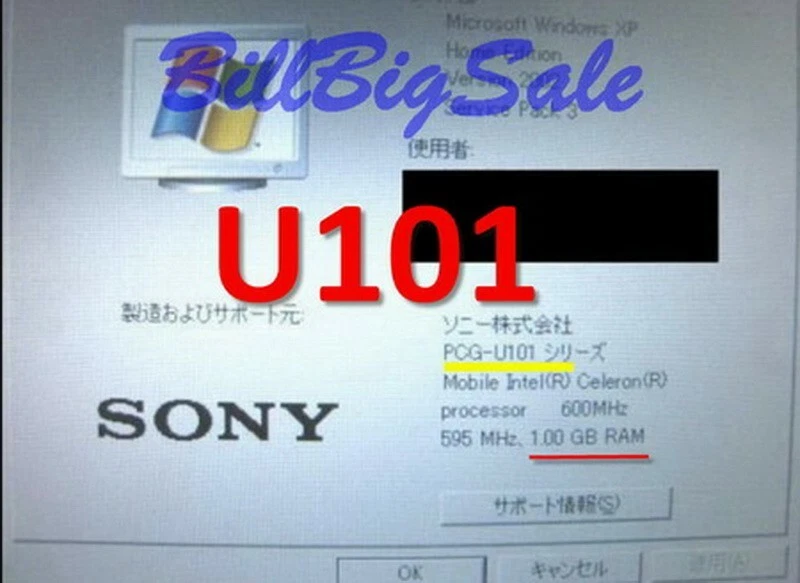 (1GB RAM) 1x1G SONY VAIO PCG U101 TR1 TR2 TR3 TR5 X505 MicroDIMM DDR-333 d μ - Image 3 of 4