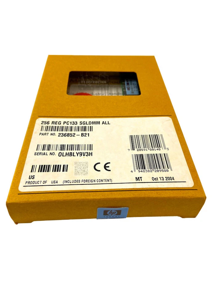 236852-B21 I GENUINE New Sealed HP 256MB SDRAM Memory DIMM PC133 ECC 159377-001 - Image 2 of 4