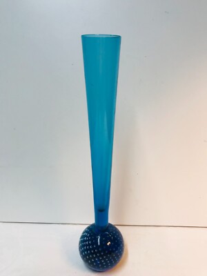 SOLIFLEUR GLASVASE ENGHALSVASE ORCHIDEENVASE BLAU, LUFTBLASEN IM KUGELIGEN FUSS