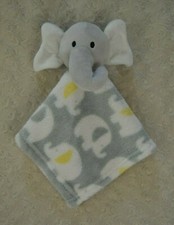 Gray White Yellow Elephant Lovey Security Blanket Plush Soft Baby Toy Comfort