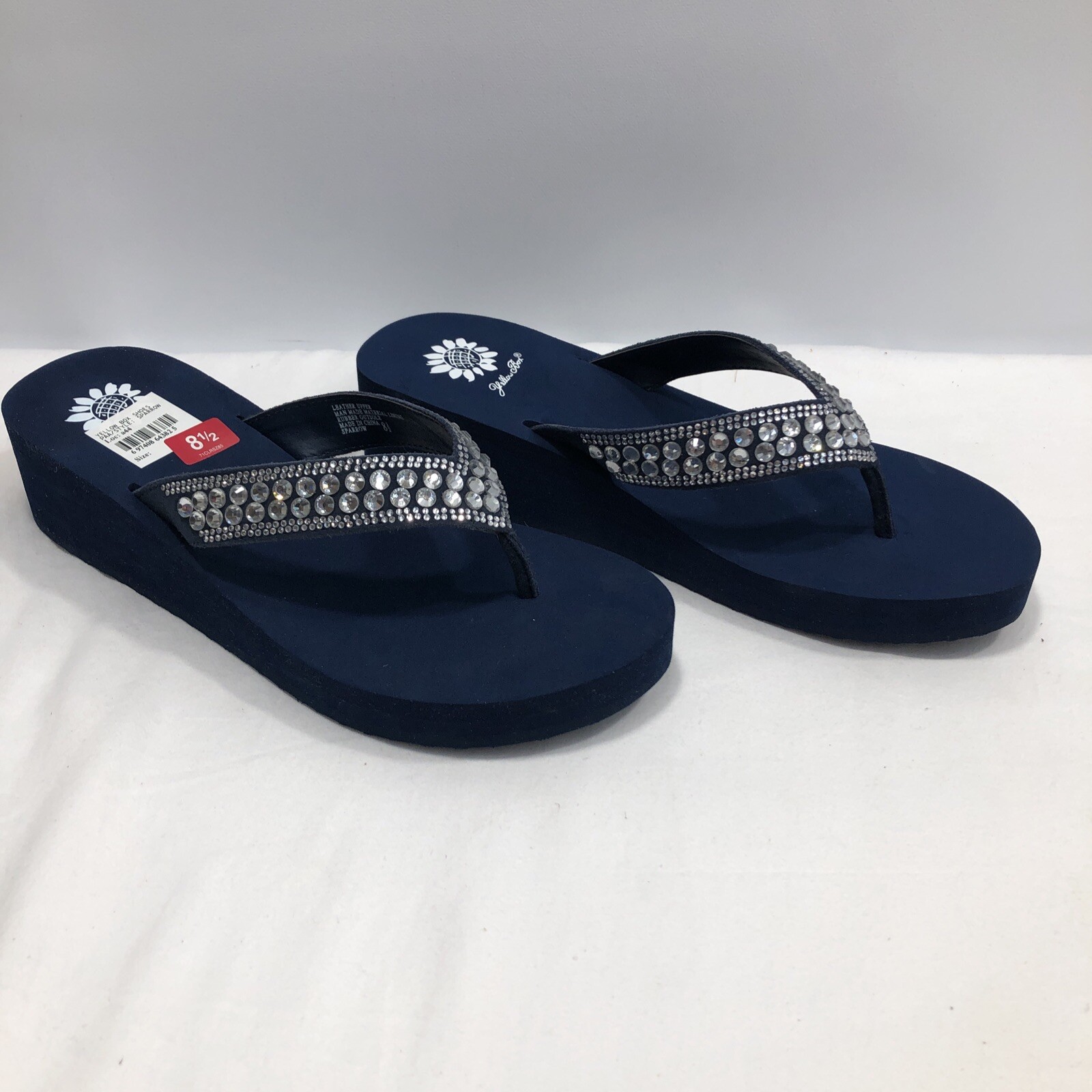 navy jeweled sandals
