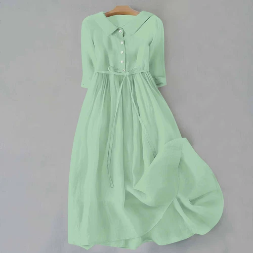 ¡Vestidos largos informales para mujer con botones de lino de algodón vestido caftán talla grande! - Imagen 11 de 35