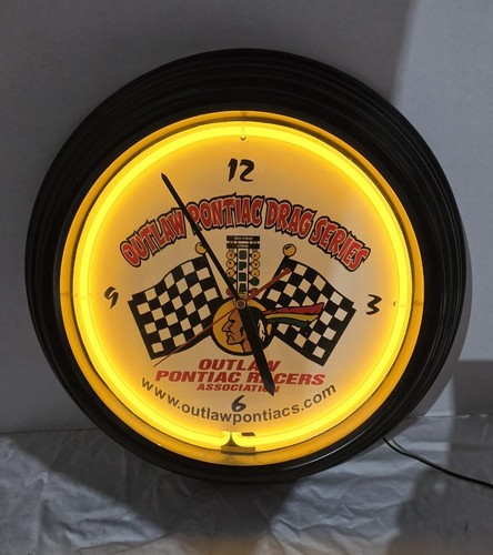 Outlaw Pontiac Racers Association Outlaw Pontiac Drag Series Neon Clock - 12 in - Picture 3 of 6