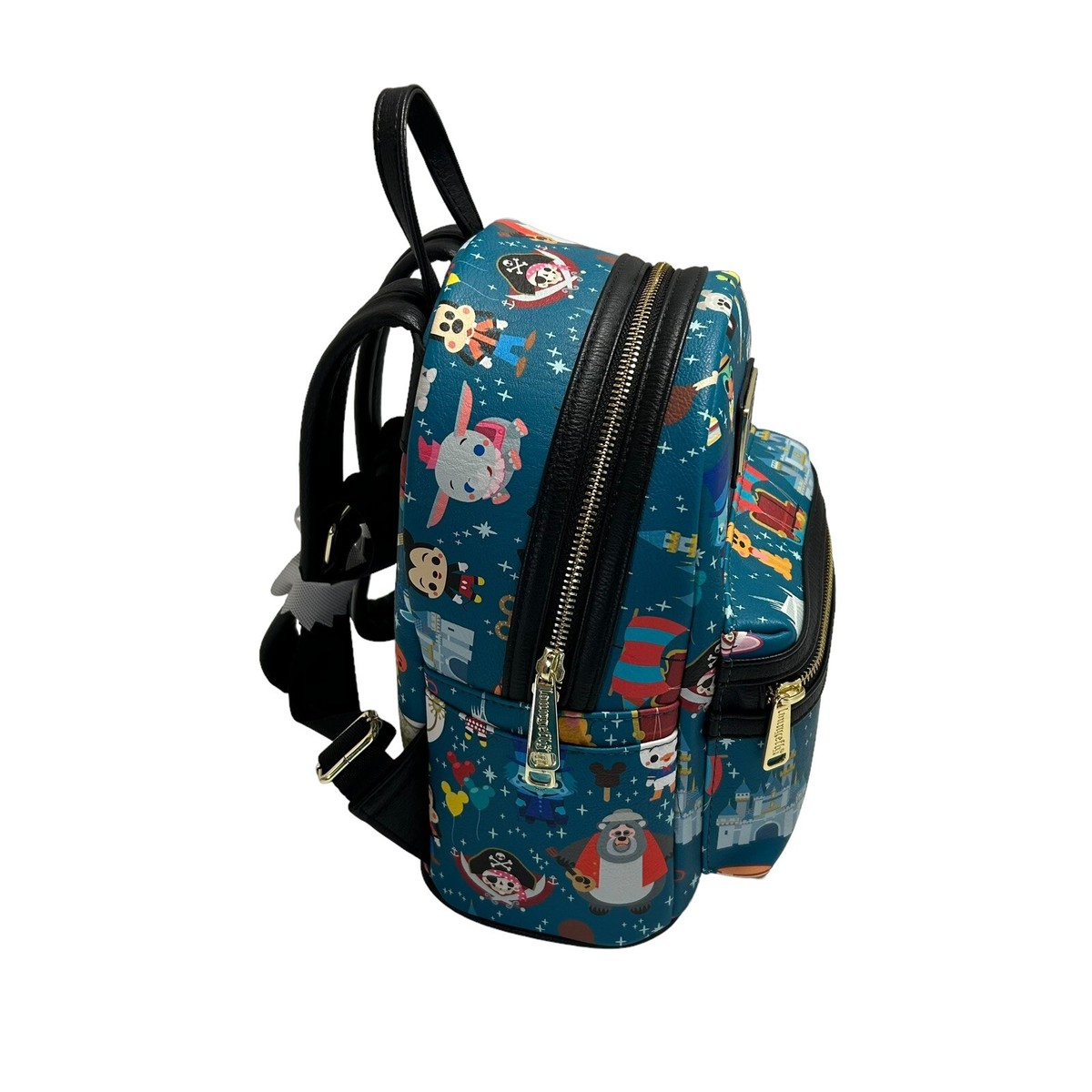 Loungefly Teal Disney Character Print Mini Backpack with Black Straps Disney Parks Loungefly Teal Mini Backpack Funko Style w  main image 4