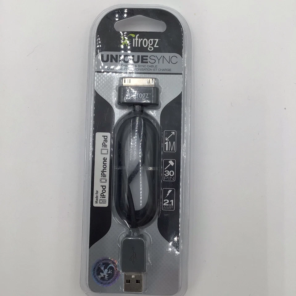 iFrogz UniqueSync USB Cable (Black) Compatible with iPad, iPhone, iPod NEW VTG - Image 3 of 4