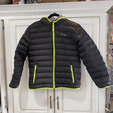 Eddie Bauer Youth Reversible Down Jacket, Black/ Neon L 14/16