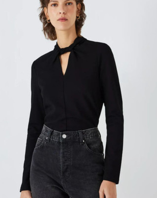 John Lewis Smart Top Size 14 Black Twist High Neck Longsleeve Repair BNWT RP£42