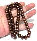 Genuine 7 -  7.5mm Round Multi Chocolate Brown Bronze Cultured Pearl 16" Strand