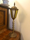 Vintage Brass Street Lamp Table Light Barley Twist Glass Lantern Restoration