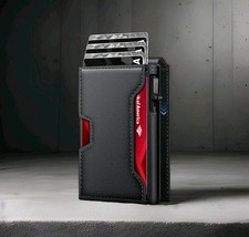 Men's Black tactical magnetic wallet RFID Blocking card holder Aluminum bifold