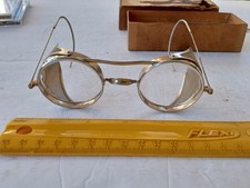Vintage STANDARD Safety Glasses Collapsable Mesh Side Shields 1930s Steampunk