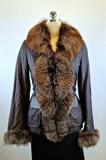 Fox Fur Collar Size Medium Brown Polyester/Cotton Jacket