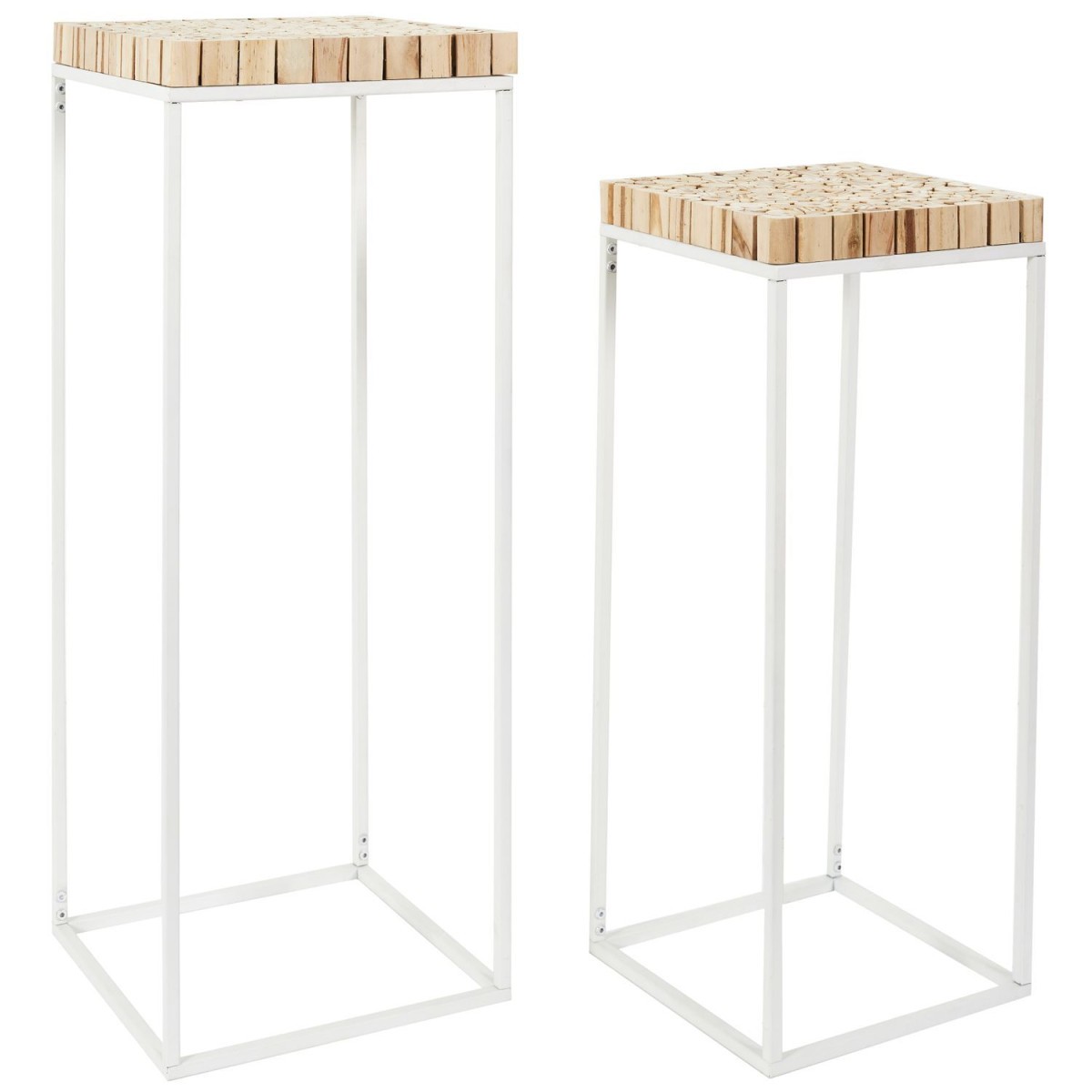 Sellettes gigognes Rondin 90cm blanc table appoint support - 2