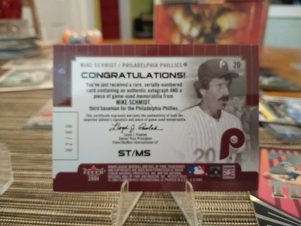 Fleer Signings Of The Times 2004 Mike Schmidt Sp automático/reliquia 💎 como nuevo 02/80 Foto 2 de 2