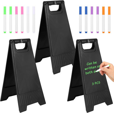 3 Pack a Frame Sign, Sandwich Board Signs with Black Dry Erase Surface, Double S