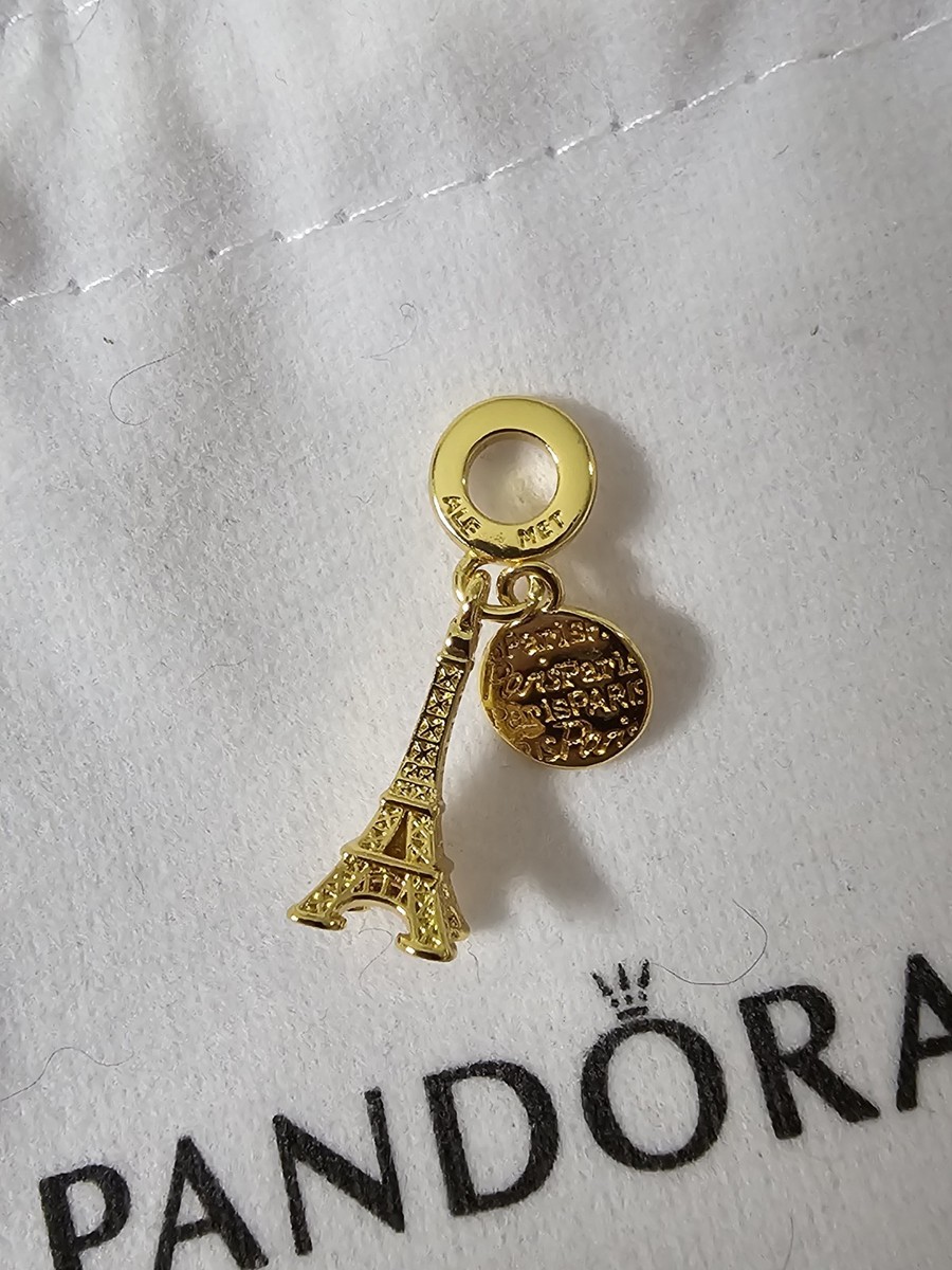 最終値下げ [現地購入]Pandora エッフェル塔 ゴールドチャーム Pandora Gold Eiffel Tower Paris Dangle Charm Travel & Places Theme
