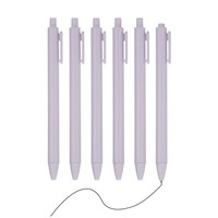 6Er Pack Retraktile Kugelschreiber 0,5Mm, Schwarze Gel-Tinte FüR BüRo, Lila Grau