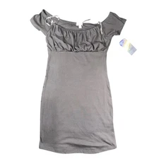 Justify Dress Womens Large Black Off Shoulder Short Sleeve Casual Stretchy NWT