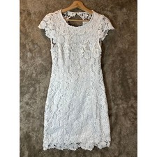 Lulu's Romance Language White Backless Lace Sheath Dress S Small