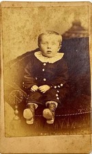 Victorian Child Vtg 1870s CDV Appleton WI Wisconsin Button Suit J.C Miller Photo