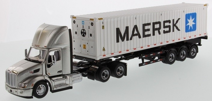 Miniature camion Peterbilt 579 6x2 Diecast Masters porte-conteneur 40 pieds