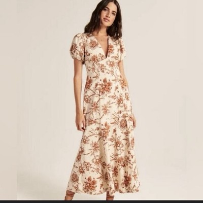Abercrombie & Fitch Emerson Poplin Puff Sleeve Floral Midi Dress Size LT | eBay Abercrombie & Fitch Emerson Poplin Puff Sleeve Floral Midi Dress Size LT | eBay