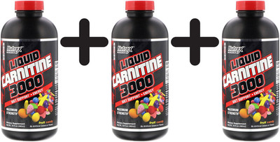 3 x Nutrex Liquid Carnitine 3000, Berry Blast - 473 ml. (49,30 EUR/L)