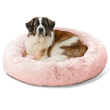 Best Friends by Sheri Calming Donut Dog  Cat Bed, Shag Faux Fur, XL, Pink