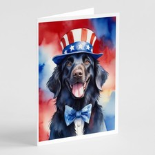 Caroline's Treasures Flat-Coat Retriever Patriotic American Greeting Cards Pk 8
