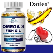 Omega 3 Fish Oil Capsules - 1200mg - Promotes Heart, Brain and Eye Health