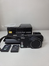 Nikon COOLPIX S9100 12.1MP Digital Camera 18x Zoom Black Box Extras