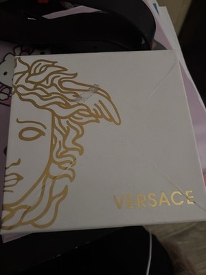 Versace Red White Logo Print Men's Belt with Buckle Accent for Men