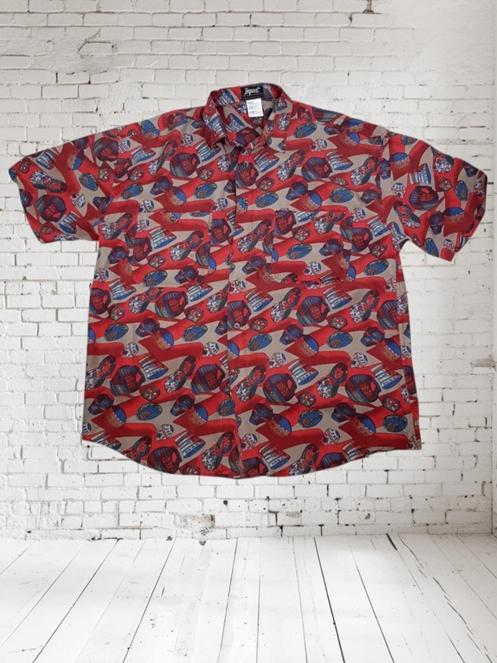 Vintage Impact Silk Shirt Size L Short Sleeve  - Image 3 of 4