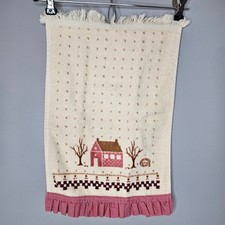 Vintage Cannon Hand Towel Made in USA Cotton Country House Hedgehog Ruffle Trim