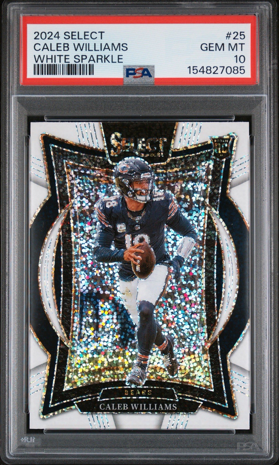 Caleb Williams Panini Select #25 White Sparkle