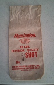Vtg. Canvas Bag 25 Lbs. Remington DuPont Remington Arms Ammunition Co. 14" EMPTY