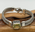 Vtg Suarti Bali Sterling Citrine Double Byzantine Link Bracelet 7.75 In 46 Grams — photo 7